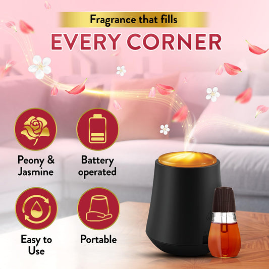 Air wick (Machine + Peony & Jasmine Blossom Refill - 20 ml) Essential Mist Automatic Fragrance Mist Diffuser Kit | Natural Essential Oils Diffuser | Automatic Air Freshener